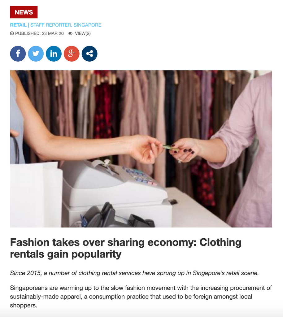 Singapore Business Review | Fashion takes over sharing economy: Clothing rentals gain popularity