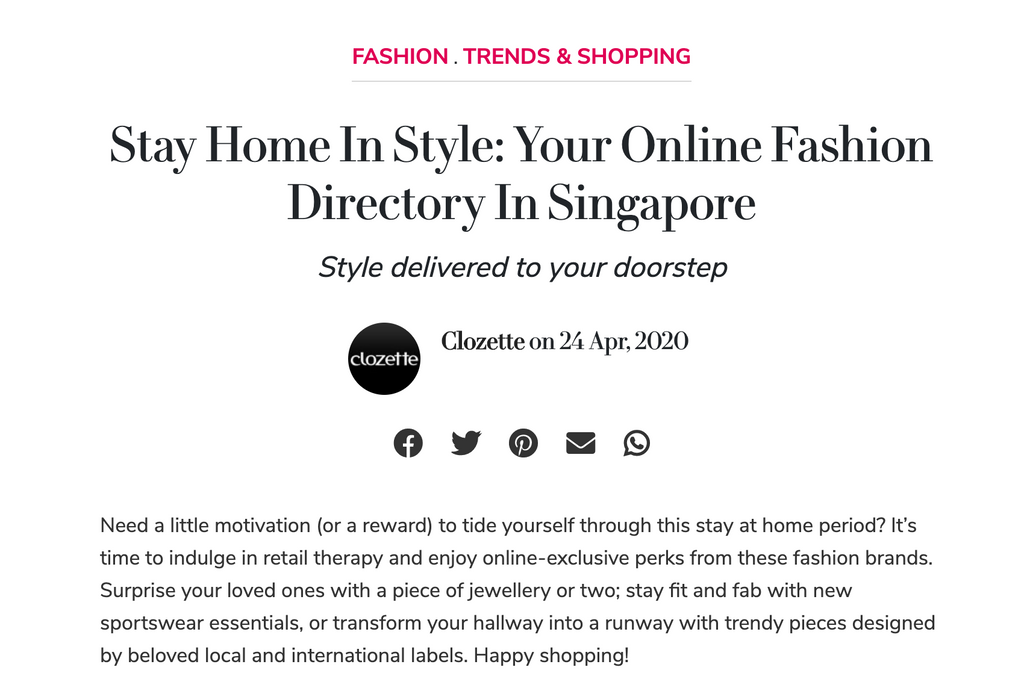 Clozette | Stay Home In Style: Your Online Fashion Directory In Singapore